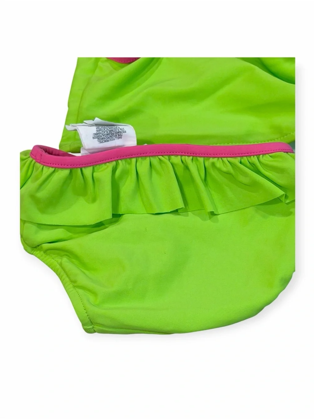 Ralph Lauren,  Lime Green & Hot Pink Ruffle Two-Piece Swim Set, Size 9 months